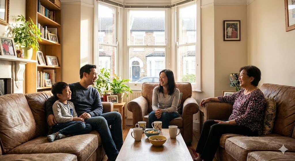 Family in their home